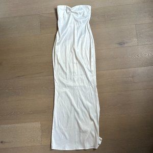 Edikted Silk White Strapless Dress